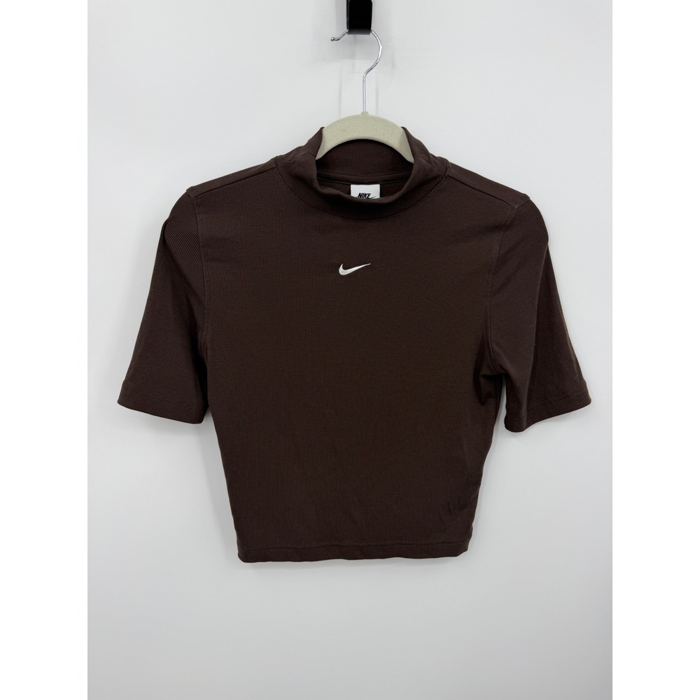 Nike Sportswear Essential Ribbed Crop Top Womens Small Brown DV7958-237